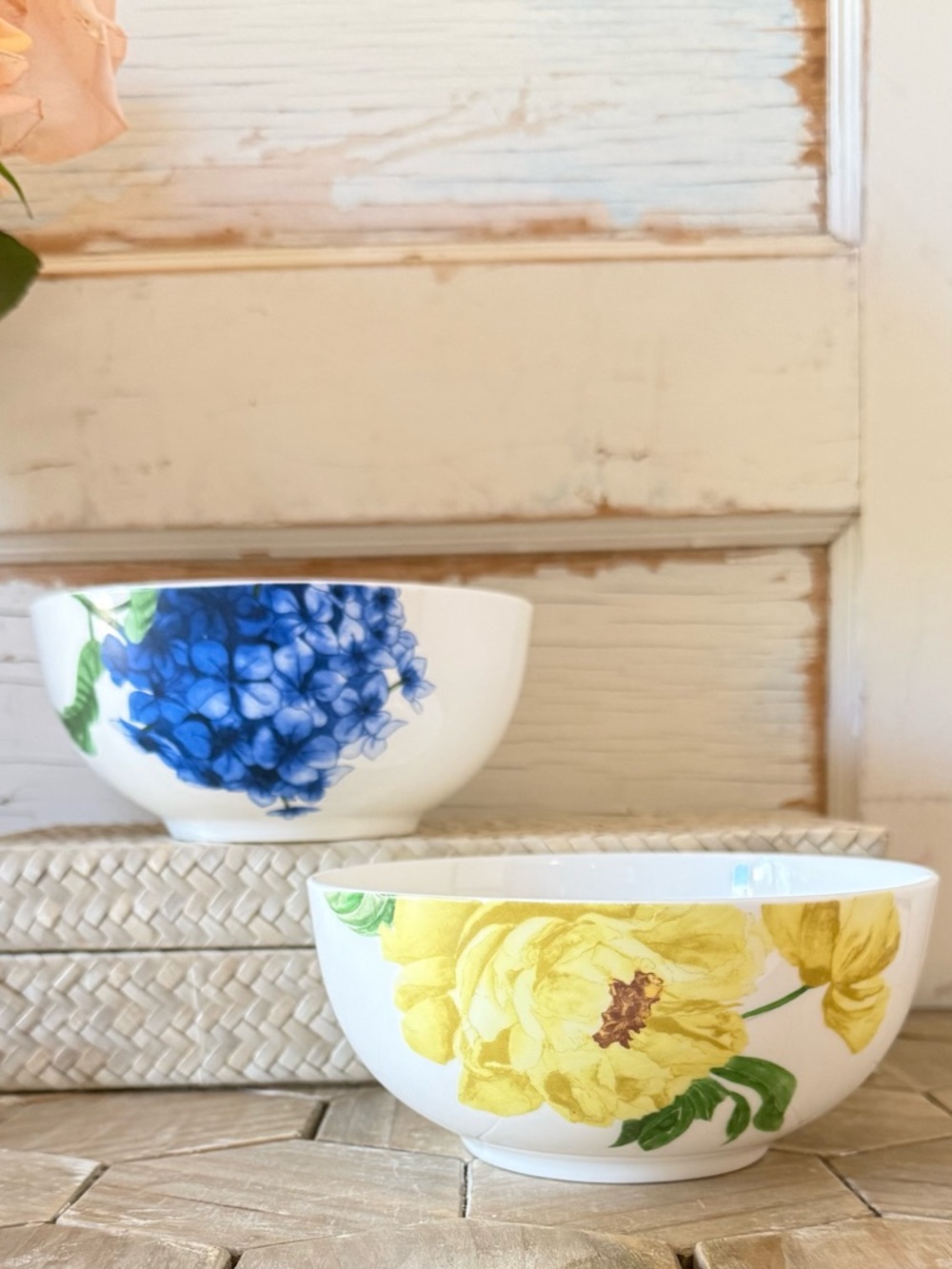 Roscher Bone China, Set of 2, Cereal/Soup Bowls, 6” Inches, Blue & Yellow